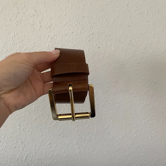 Vintage Michael Kors Brown Leather Thick Belt Gold Hardware XS - Picture 5 of 6